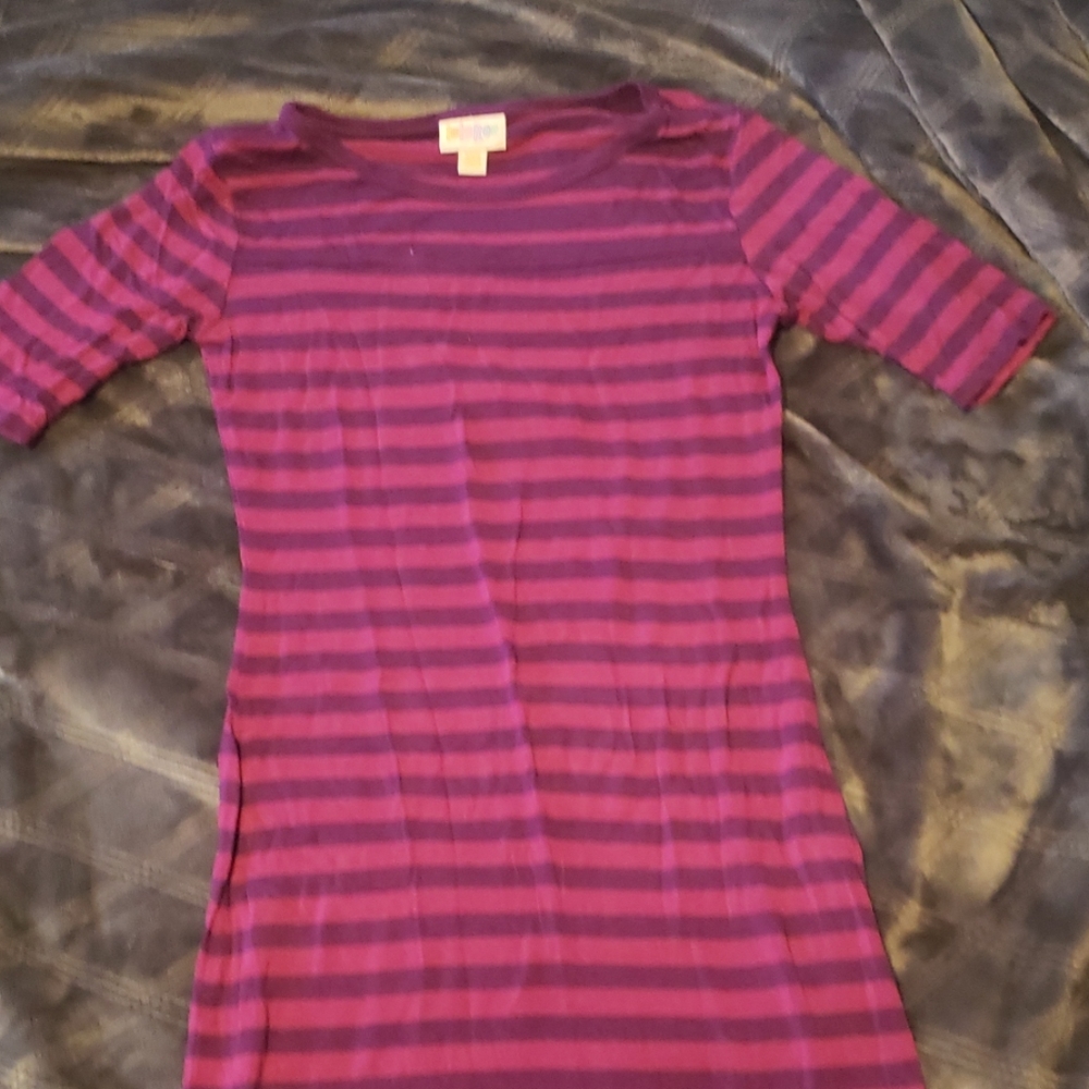 Lularoe magenta and purple long striped dress